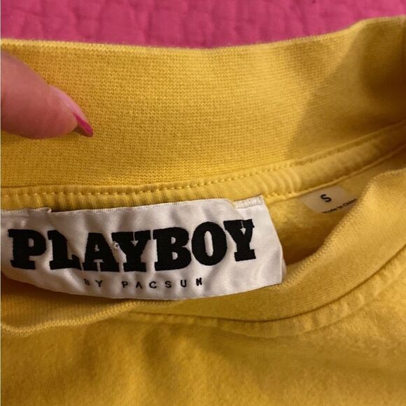 PLAYBOY Men's Crewneck Sweater in Vibrant Yellow, S - Picture 7 of 9